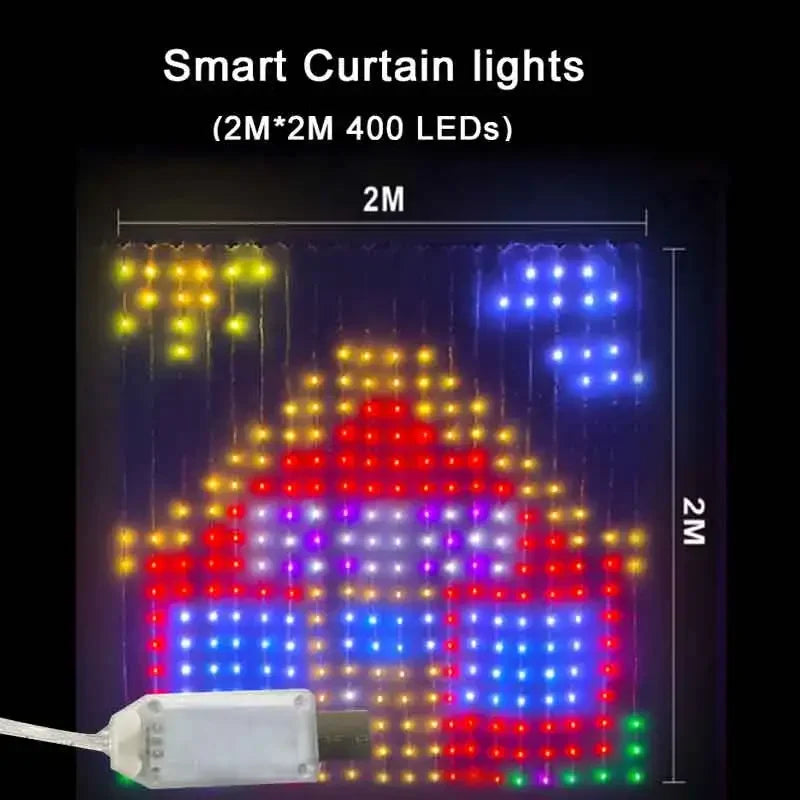 GCTECHING 400 LED RGB Akıllı Perde Işık – Bluetooth Kontrollü, Müzik Senkron Efektli, USB Bağlantısı