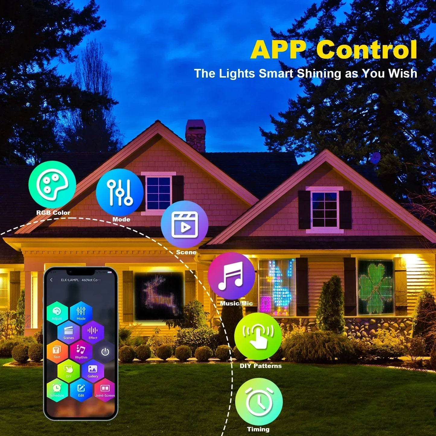 GCTECHING 400 LED RGB Akıllı Perde Işık – Bluetooth Kontrollü, Müzik Senkron Efektli, USB Bağlantısı
