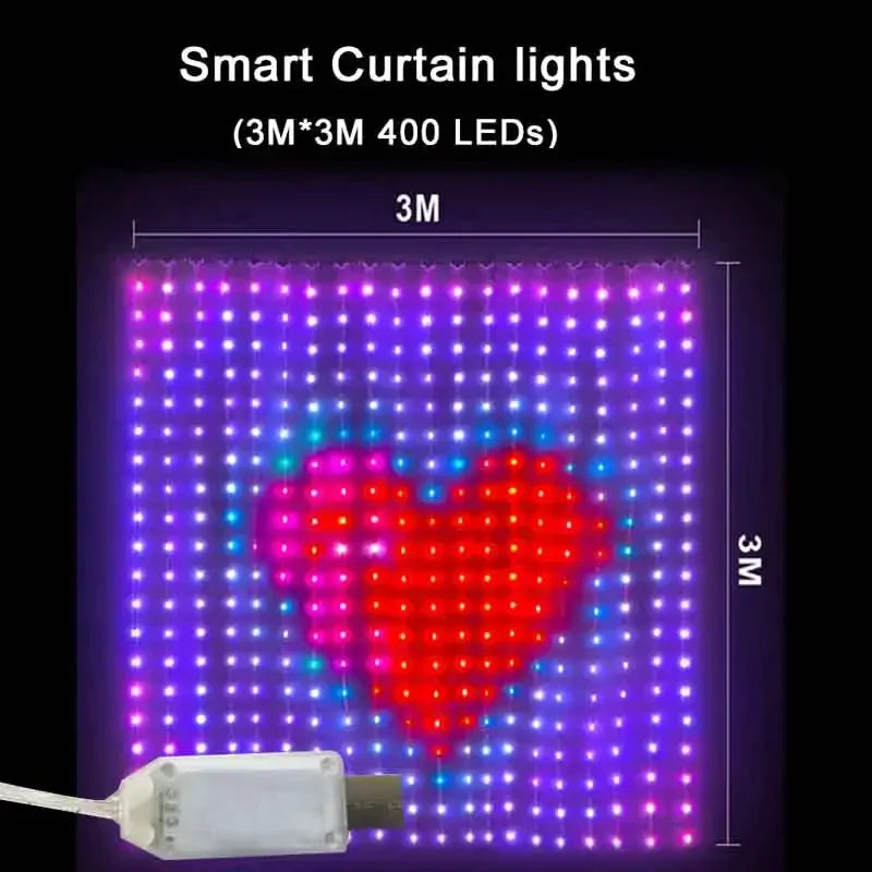 GCTECHING 400 LED RGB Akıllı Perde Işık – Bluetooth Kontrollü, Müzik Senkron Efektli, USB Bağlantısı