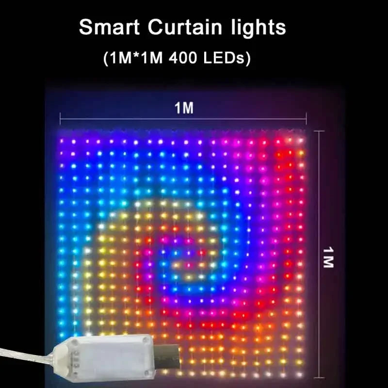GCTECHING 400 LED RGB Akıllı Perde Işık – Bluetooth Kontrollü, Müzik Senkron Efektli, USB Bağlantısı