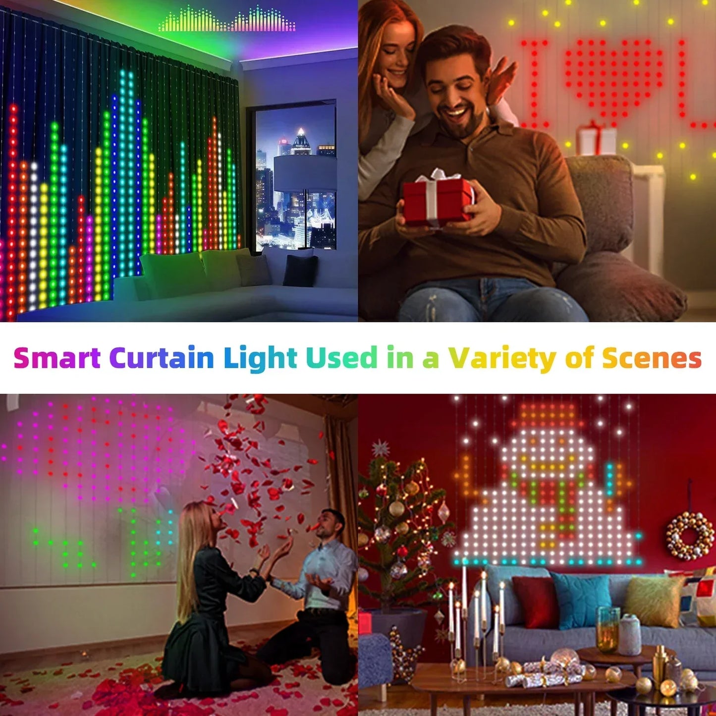 GCTECHING 400 LED RGB Akıllı Perde Işık – Bluetooth Kontrollü, Müzik Senkron Efektli, USB Bağlantısı