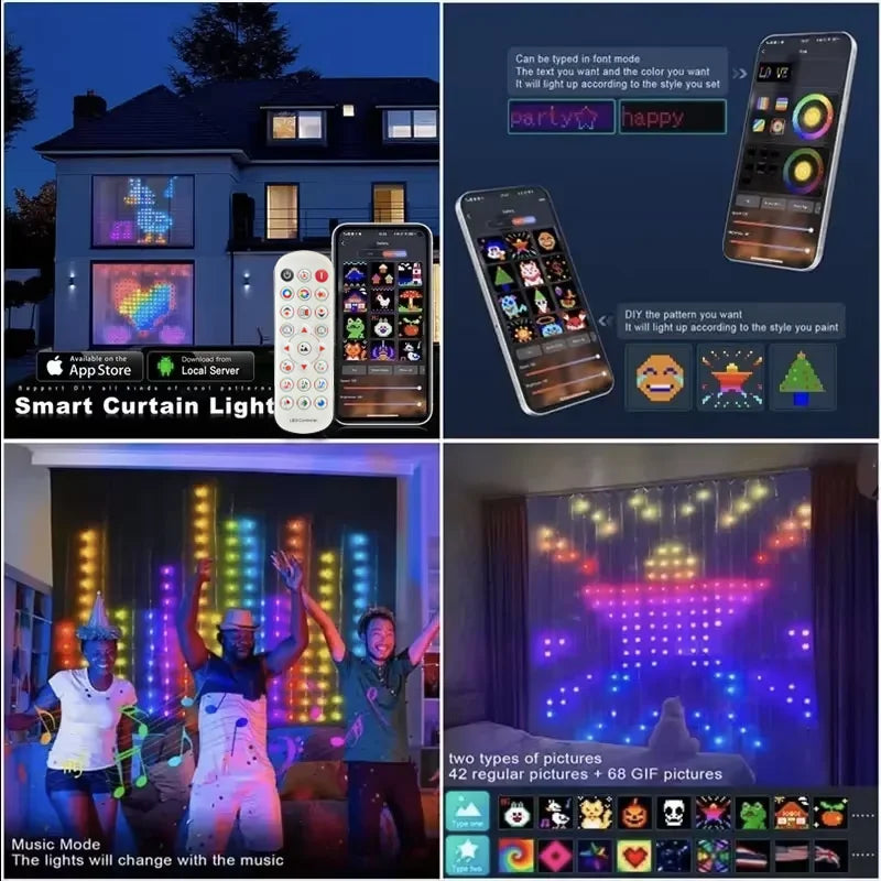 GCTECHING 400 LED RGB Akıllı Perde Işık – Bluetooth Kontrollü, Müzik Senkron Efektli, USB Bağlantısı