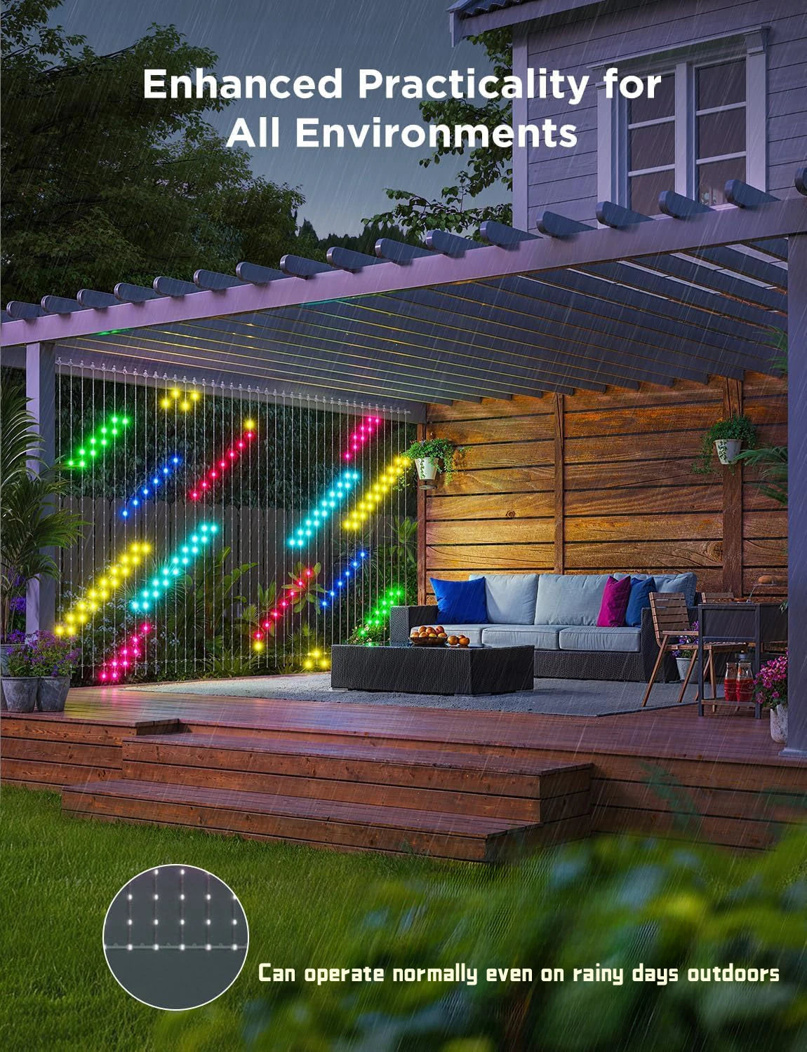 GCTECHING 400 LED RGB Akıllı Perde Işık – Bluetooth Kontrollü, Müzik Senkron Efektli, USB Bağlantısı